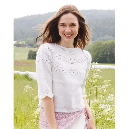 Mountain Frill by DROPS Design – Tröja Stickmönster str. S – XXXL I lager