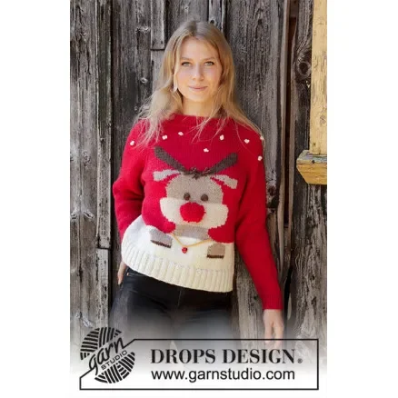 Expressleverans  Red Nose Jumper by DROPS Design – Blus Stickmönster str. S-XXXL