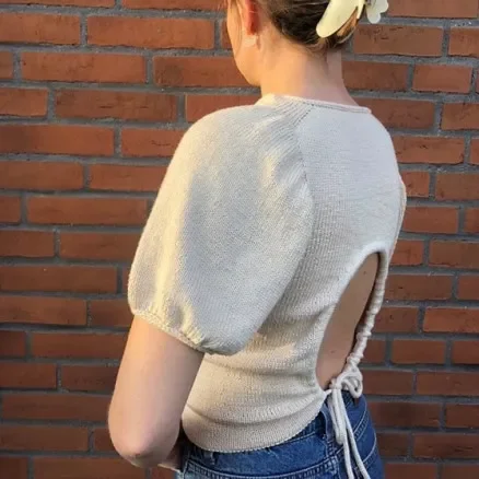 Snabb frakt Palma Tee med öppen rygg från Rito Krea – Top stickmönster strl. XS-L