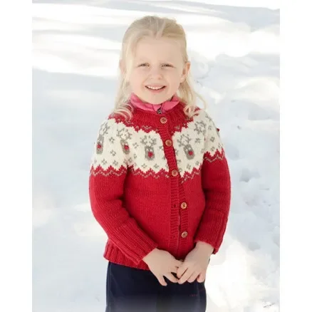 Â Little Red Nose Jacket by DROPS Design – Jacka Stickmönster str. 12 mån-12 år risnedsättning