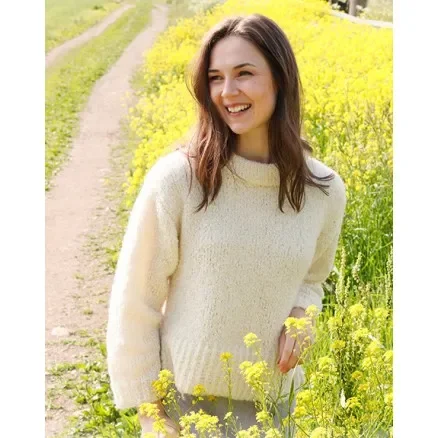White Dandelion by DROPS Design – Tröja Stickmönster str. S – XXXL Billigare