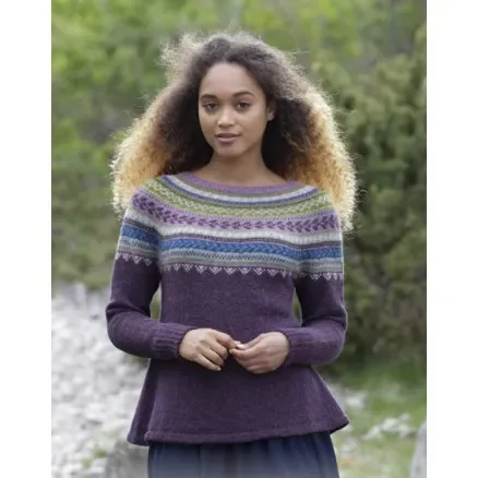 Blueberry Fizz by DROPS Design – Tröja och Mössa Stickmönster strl. S – XXXL Utförsäljning