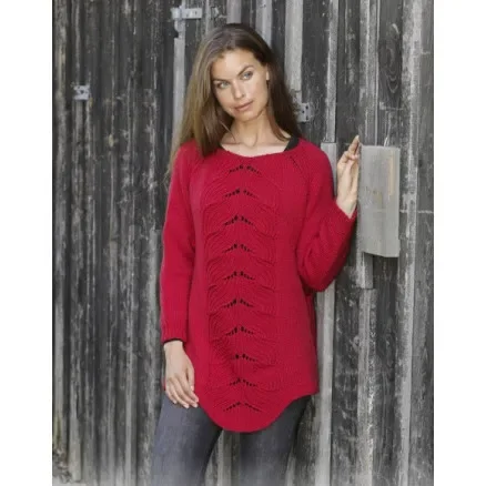 Lägg i varukorgen Red Tulip by DROPS Design – Tröja stickmönster str. S – XXXL