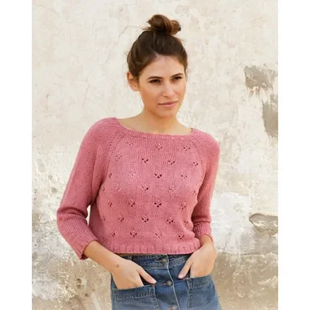Raspberry Kiss Jumper by DROPS Design – Tröja stickmönster str. S – XXXL Reapris