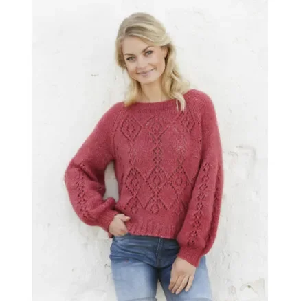 risnedsättning Berry Diamond by DROPS Design – Tröja stickmönster str. S – XXXL