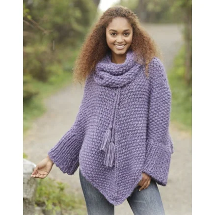Nedsatt pris  Lavender Grove by DROPS Design – Poncho stickmönster str S/M – XXXL