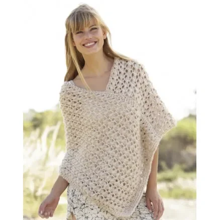 Lägg i varukorgen Creme Caramel by DROPS Design – Poncho Stick-mönster strl. S/M – XXL/XXXL