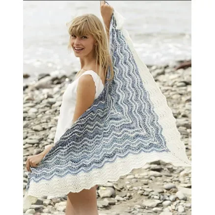 Mer Bleue by DROPS Design – Sjal Stick-mönster 166x75 cm Fri frakt