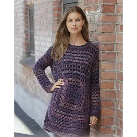 Endast denna vecka Squared Plum by DROPS Design – Tunika virkmönster str. S – XXXL