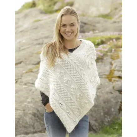 Expressleverans Snow Beads by DROPS Design – Poncho Stick-mönster strl. S/M – XXL/XXXL