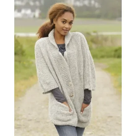 Kampanj Clarice by DROPS Design – Jacka Stick-mönster strl. S – XXXL