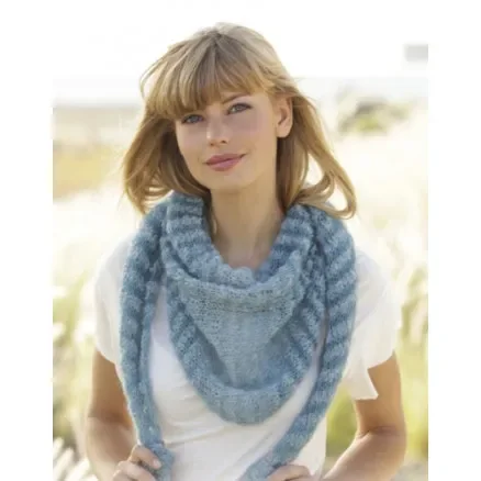 Fri frakt Hues of Blues by DROPS Design – Sjal Stick-mönster 190x40 cm