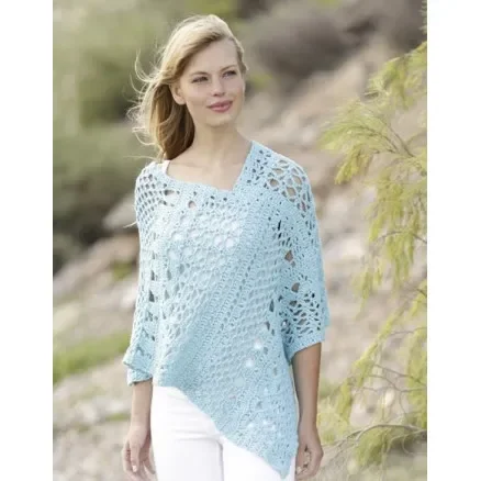 Sky Love by DROPS Design – Poncho Virk-mönster strl. S/M – XXL-XXXL Outlet