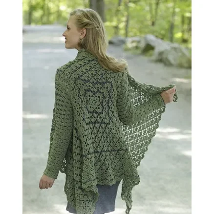 Green Envy by DROPS Design – Virkmönster jacka str. S – XXXL Kampanjpris
