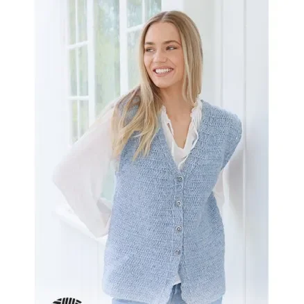 Hazy Dew Väst by DROPS Design – Väst Virkmönster str. S – XXXL Rabatter