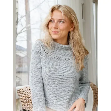 Populärt val Silver Wreath by DROPS Design – Tröja Virkmönster str. S – XXXL