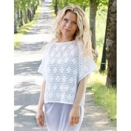 Fynd Frosted Daisies by DROPS Design – Topp Virkmönster str. S – XXXL