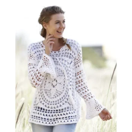 Janis by DROPS Design – Tröja Virkmönster strl. S – XXXL Reapris