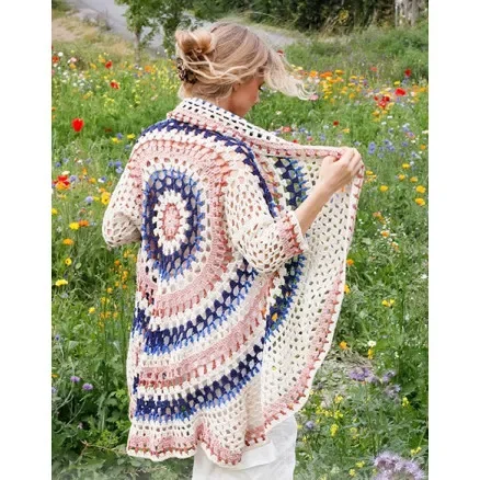 Populär Summer Sunset by DROPS Design – Cardigan Virkmönster str. S – XXXL