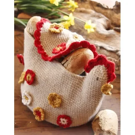 Kampanjpris Henny Penny by DROPS Design – Höna korg virkmönster 22 cm