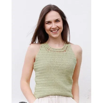 Kampanjpris Green Glade Topp by DROPS Design – Topp Virkmönster str. S – XXXL