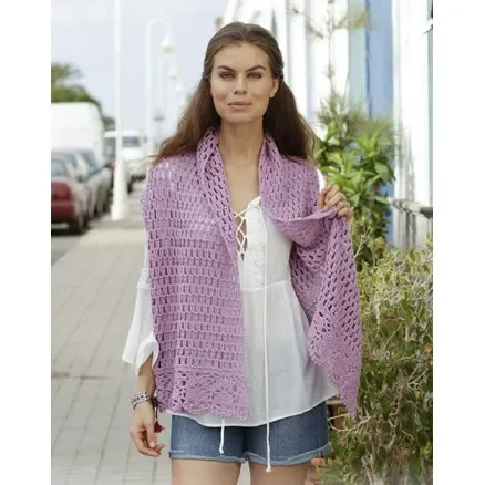 French Lavender by DROPS Design – Stola Virkmönster 157x36 cm. Kampanjpris