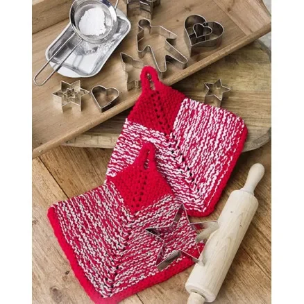 Populärt val  Let’s Bake by DROPS Design – Grytlappar Stickmönster18x18 cm