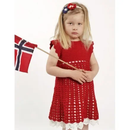 Princess Matilde by DROPS Design – Klänning och hårband Virk-mönster strl. 2 år – 9/10 år Billigare