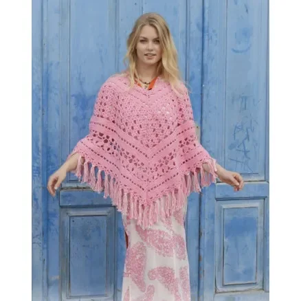 Fri frakt Mamma Mia by DROPS Design – Poncho Virk-mönster str. S/M – XXL/XXXXL