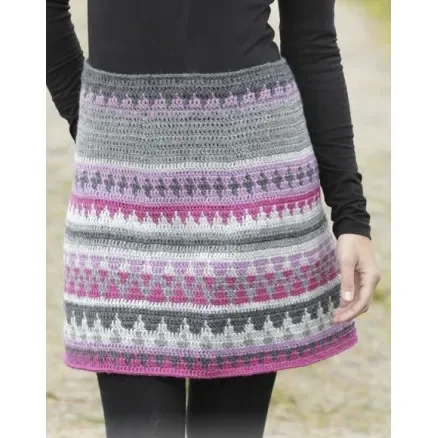 Rea Color of Winter by DROPS Design – Kjol Virk-mönster strl. S – XXXL