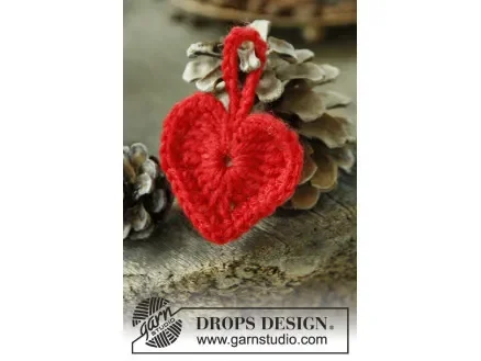 Heart of the Season by DROPS Design – Julhjärtan Virk-mönster 5 cm – 25 st Endast idag