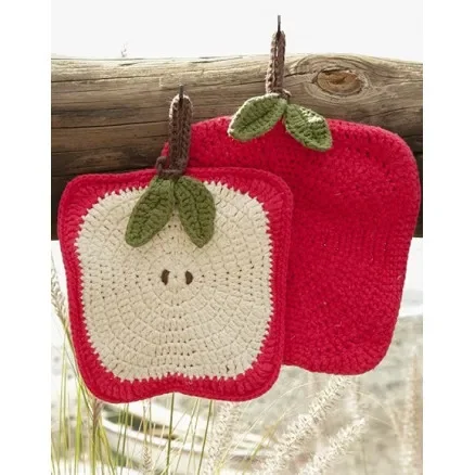 Begränsat antal Sweet Apples by DROPS Design – Grytlappar Virkmönster