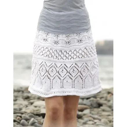 Summer Elegance by DROPS Design – Kjol Stick-mönster strl. S – XXXL Billigare