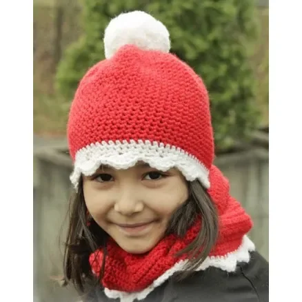 Santa’s Favorite by DROPS Design – Mössa och Halsvärmare Virk-mönster strl. 3/5 år – 10/12 år Reapris
