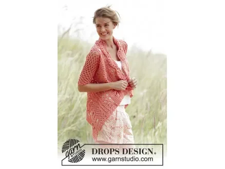 Extra rabatt Peach Dream by DROPS Design – Jacka Virk-mönster strl. S – XXXL