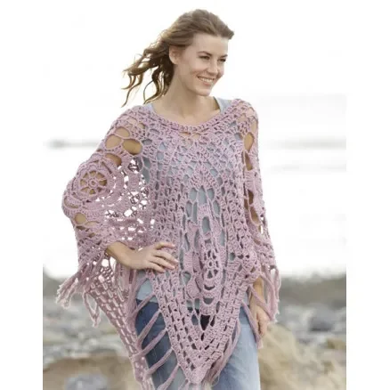 Rhapsody in Rose by DROPS Design – Poncho i mormorsrutor Virk-mönster Erbjudande