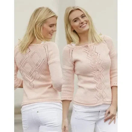 Köp online Peach Macaroon by DROPS Design – Jacka Stick-opskrift strl. S – XXXL