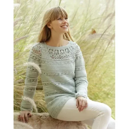 Sista chansen Sweet Mint by DROPS Design – Tröja Virk-mönster strl. S – XXXL