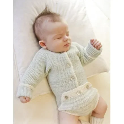 Endast idag First Impression by DROPS Design – Baby Bodystock Stick-mönster strl. Prematur – 3/4 år