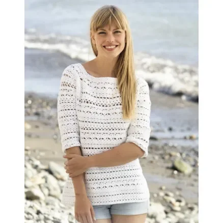 Seashore Bliss by DROPS Design – Tröja Virk-mönster strl. S – XXXL Rea