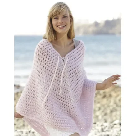 risnedsättning Sweet Crush by DROPS Design – Poncho Stick-mönster strl. S/M – XXXL