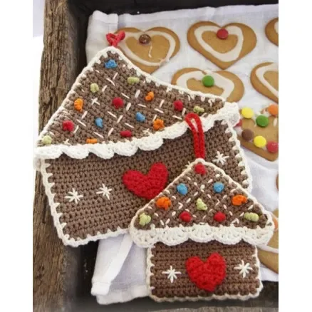 I lager Home Sweet Home by DROPS Design – Grytlappar Virk-mönster 16x15 eller 23x23 cm