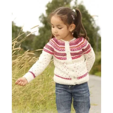 Jolie Fleur by DROPS Design – Jacka Stick-mönster strl. 3/4 år – 11/12 år Trygg betalning