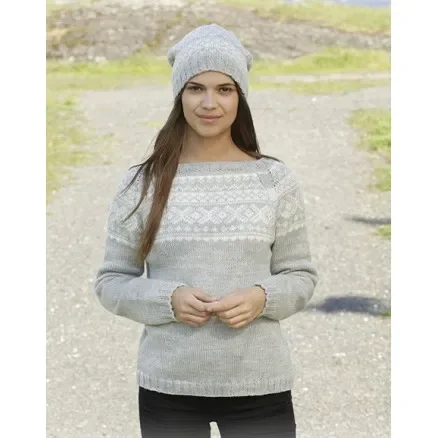 Silver Dream by DROPS Design – Tröja och Mössa med Nordiskt mönster Stick-mönster strl. S – XXXL Populär