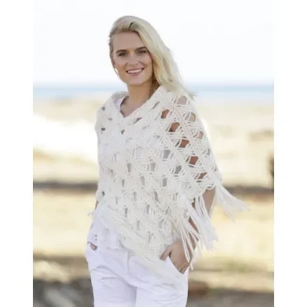 Rabatter Late in August by DROPS Design – Poncho Stick-mönster strl. S/M – XXL/XXXL