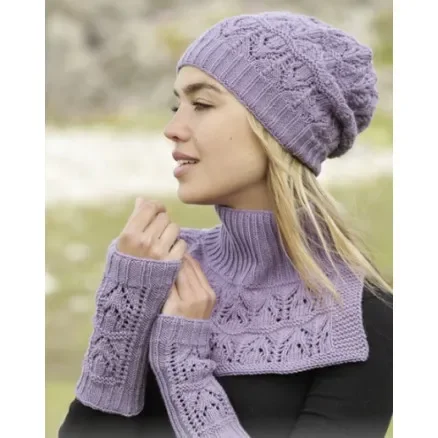 risnedsättning Sweet Verbena by DROPS Design – Set med Mössa, Halsvärmare og Pulsvärmare Stick-mönster strl. S/M – M/L