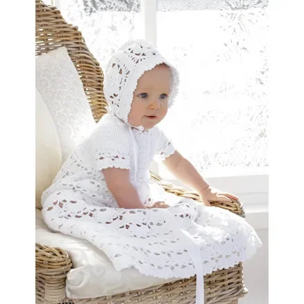 So Charming by DROPS Design – Baby Set med Dopklänning och Mössa strl. 0/6 mån – 2år Billigare