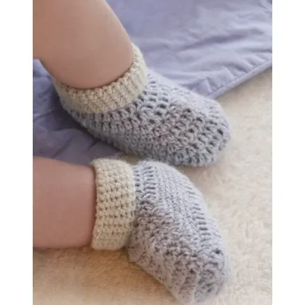 Baby Steps by DROPS Design – Baby Tofflor Virk-mönster strl. 0/1 mdr – 3/4 år Snabb frakt