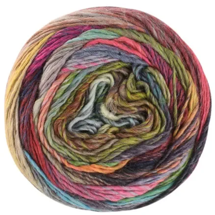 Lana Grossa Colorissimo Garn 217 Lime/Olive/Grå/Ljusröd/Mörkgrön Reapris