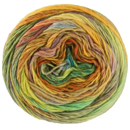 Lågt pris Lana Grossa Colorissimo Garn 213 Ljusgul/Lim/Orange/Gråblå/Ljus Oliv/Turkos